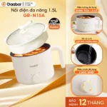 Nồi điện đa năng Gaabor GR-N15A lẩu điện 1.5L chống dính công suất 600W ăn mì nấu lẩu kèm xửng hấp