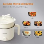 Nồi điện đa năng Gaabor GR-N15A lẩu điện 1.5L chống dính công suất 600W ăn mì nấu lẩu kèm xửng hấp - Ảnh 4